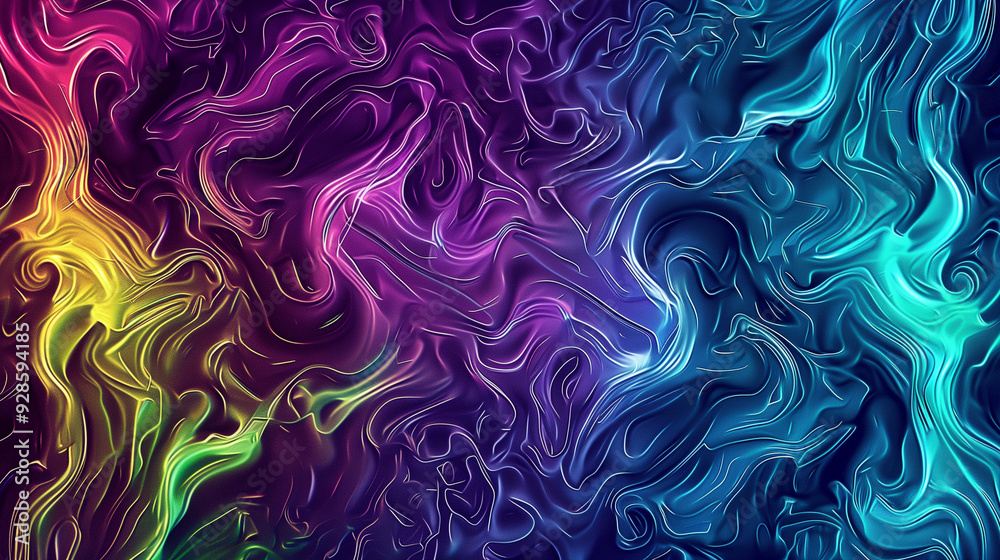 Obraz premium Vivid abstract swirling pattern with neon colors, perfect for vibrant and energetic design projects or psychedelic themes.