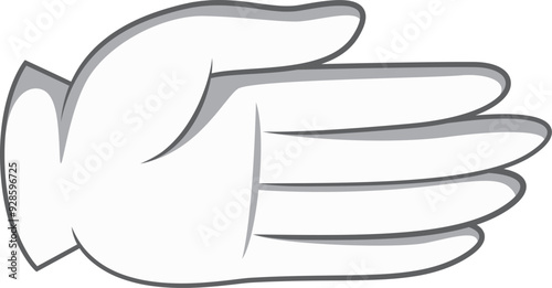 Open hand in white glove. Comic gesture showing