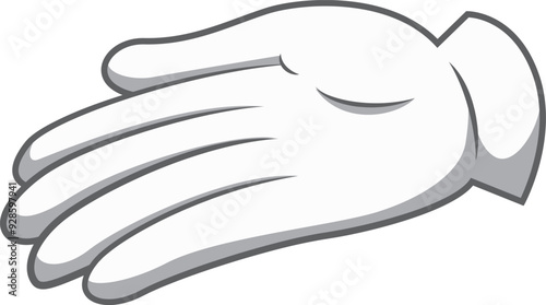 Open arm gesture. Giving hand in white glove