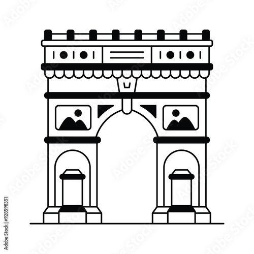 Modern icon of arc de triomphe, a famous paris monument
