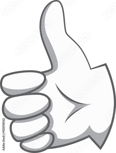 Thumb up gesture. Hand in retro cartoon white glove