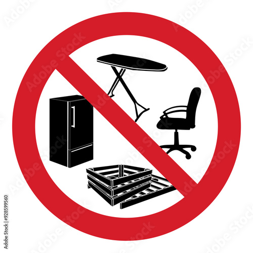 ISO prohibition safety signs_no dumping of bulk items symbol and pictogram only size 1 x 1 round shape	
