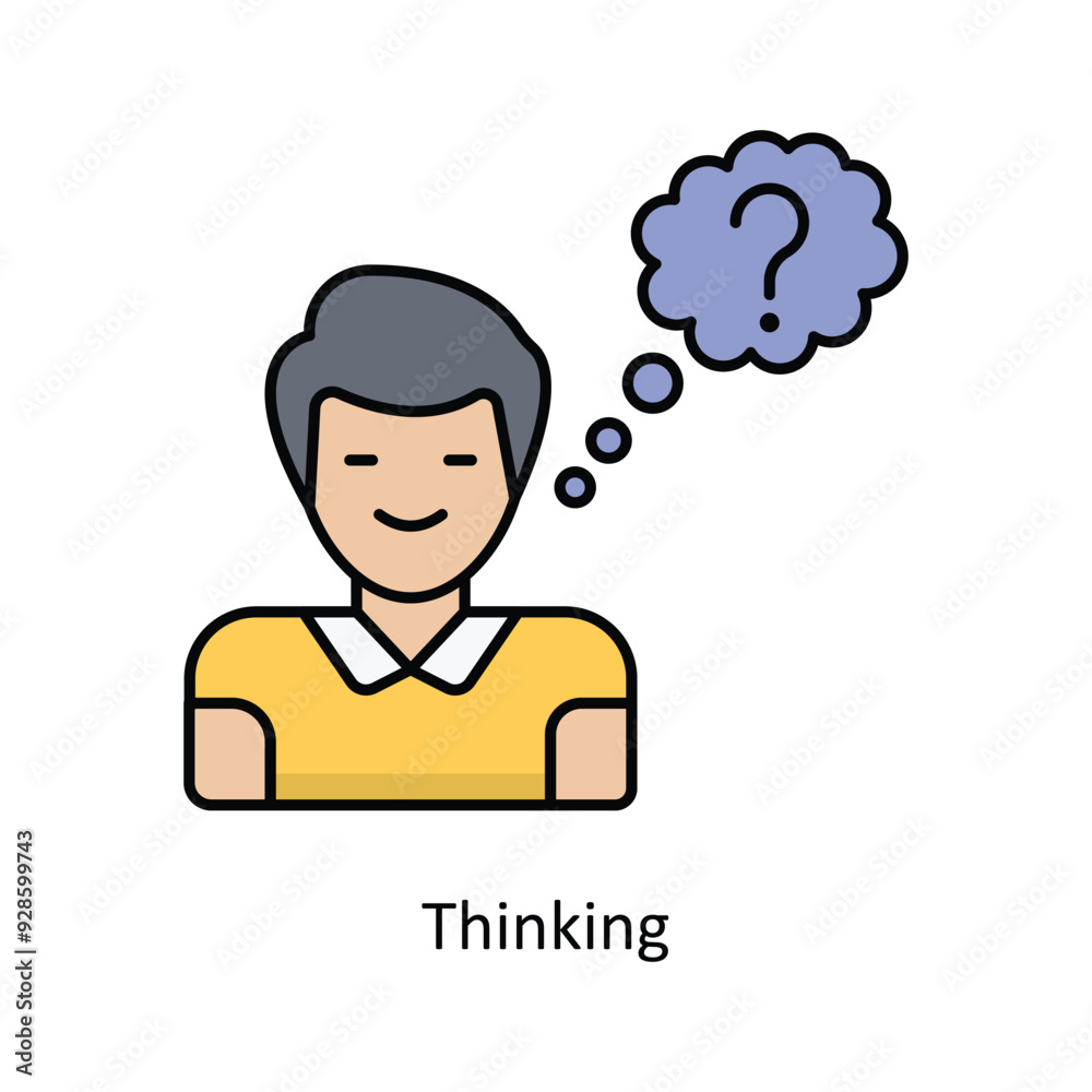 Thinking vector filled outline Icon Design illustration. Graphic Design Symbol on White background EPS 10 File