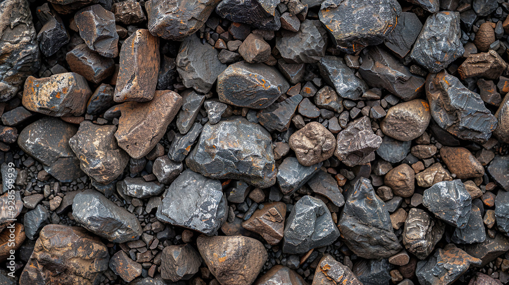 Highly detailed close-up of mixed gravel texture Highly detailed close-up of mixed gravel texture