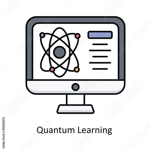 Quantum Learning  vector filled outline Icon Design illustration. Graphic Design Symbol on White background EPS 10 File