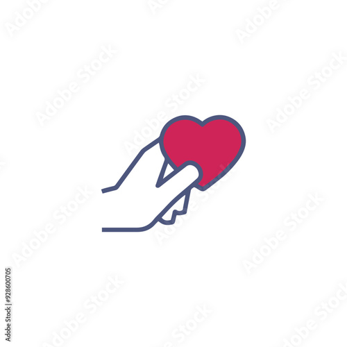 charity icon vector design , donation line icon , love