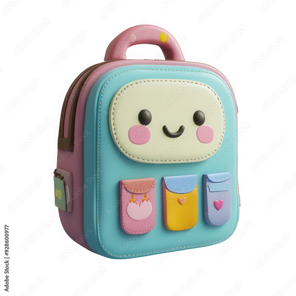A cartoon backpack with a smiling face on it A cartoon backpack with a smiling face on it