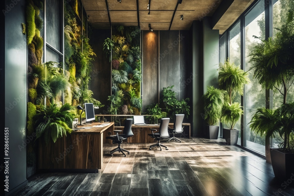 Fototapeta premium Green Office Space with Living Wall