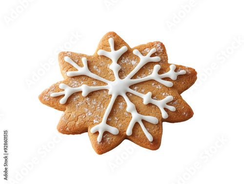 A beautifully decorated snowflake-shaped cookie, perfect for holiday celebrations and festive baking traditions.