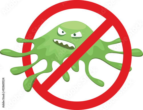 Antibacterial sign. Cartoon infection stop icon. Antiseptic symbol