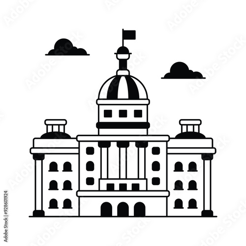 Us capitol hill vector design, american democracy, united states congress