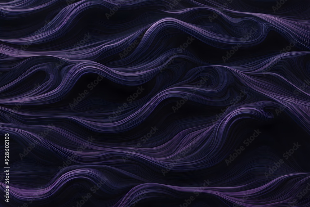 Obraz premium Deep rich waves in dark blues purples and blacks with a luxurious velvety texture, Ai Generated