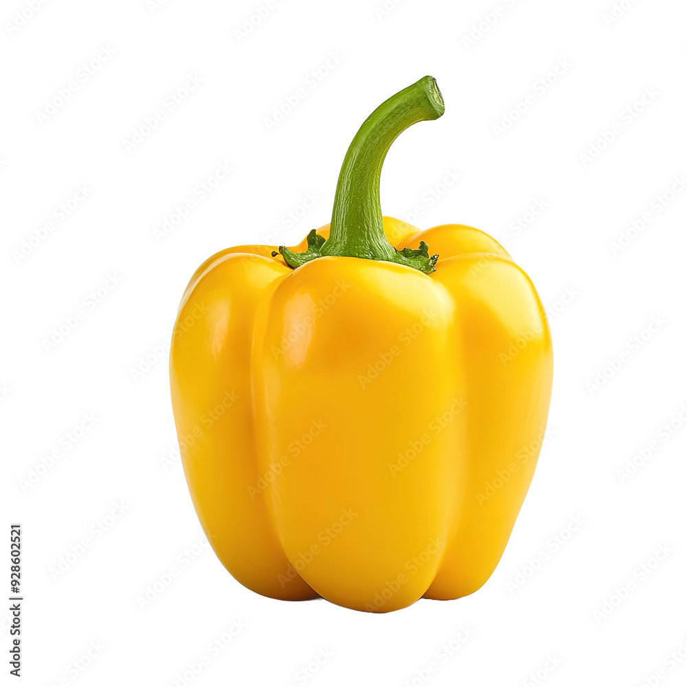 sweet yellow pepper isolated on transparent background, side view sweet yellow pepper isolated on transparent background, side view