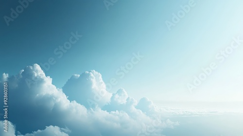 A serene sky with fluffy clouds against a light blue backdrop.