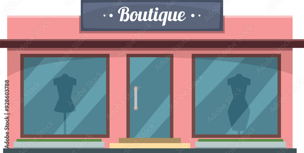 Boutique building. Fashion store facade. Street shop Boutique building. Fashion store facade. Street shop