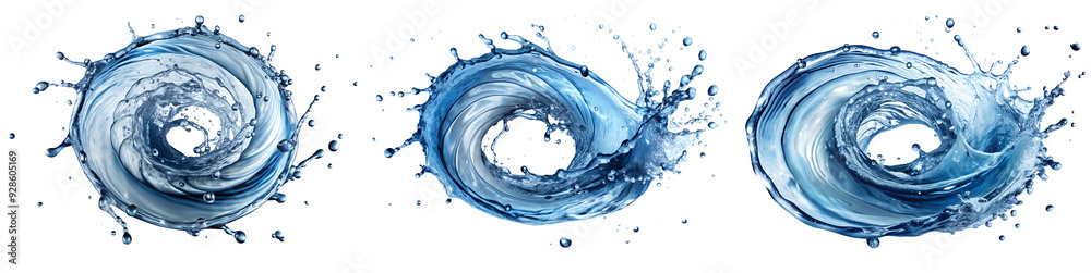 Circle shaped water splash on transparent background. Blue water splashes. Circle shaped water splash on transparent background. Blue water splashes.