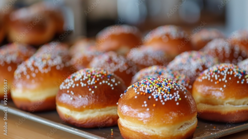 Hanukkah sufganiyot food background illustration generated by ai Hanukkah sufganiyot food background illustration generated by ai