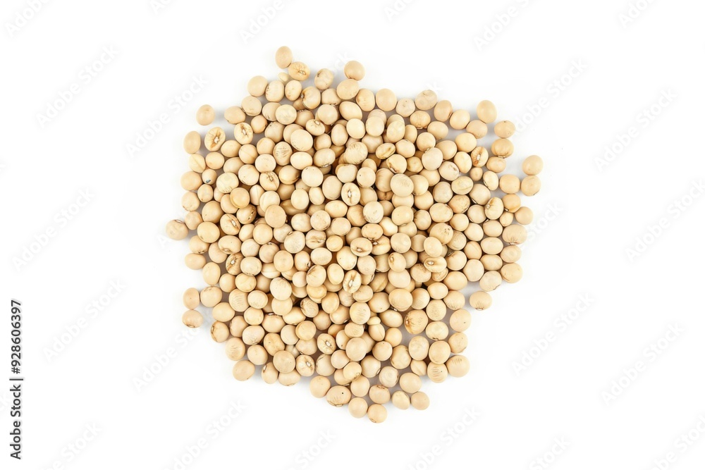 Soybeans On White - Top View of Vegan Soybeans Piled in a Flat Lay Composition Soybeans On White - Top View of Vegan Soybeans Piled in a Flat Lay Composition