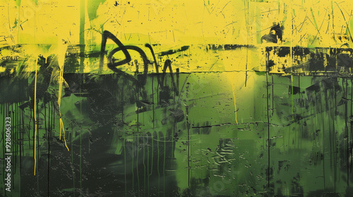 Grungy green and yellow abstract background, perfect for urban and edgy design projects with a raw and gritty feel.