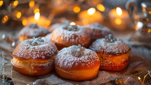 Hanukkah sufganiyot food background illustration generated by ai