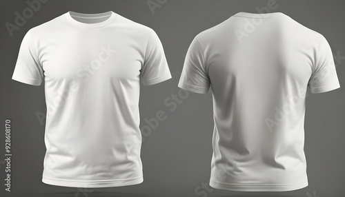 White blank t-shirt mockup. t-shirt front and back side. male t shirt template. Generative Ai	