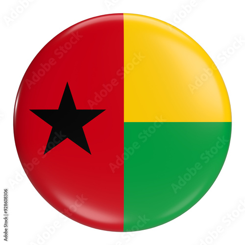 Guinea Bissau round flag icon with transparent background. Africa Cup of Nations