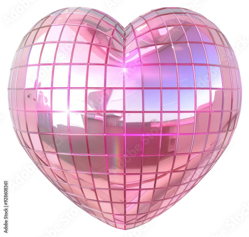 PNG Reflective pink heart disco ball