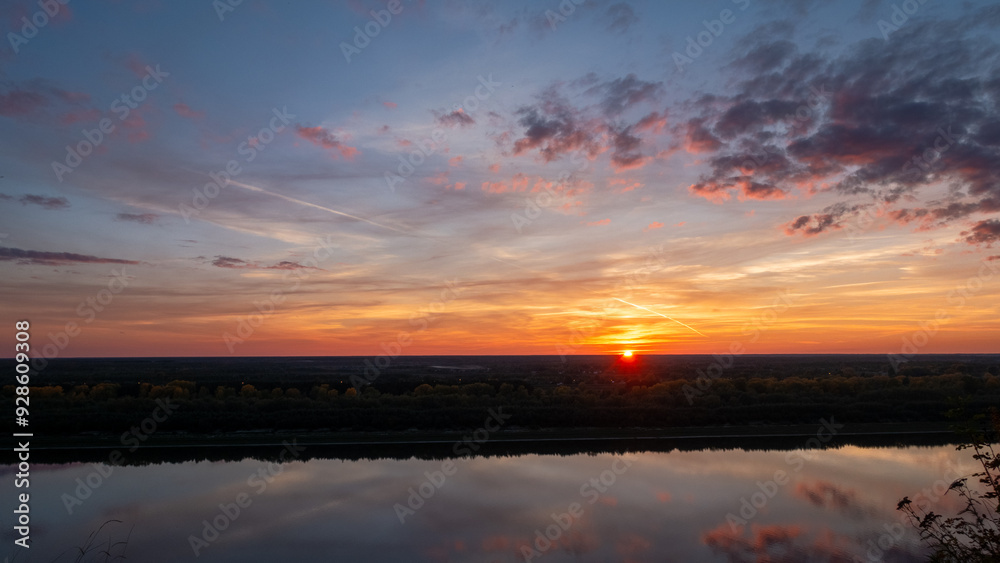 Tranquil Sunset Reflections over Calm River Tranquil Sunset Reflections over Calm River