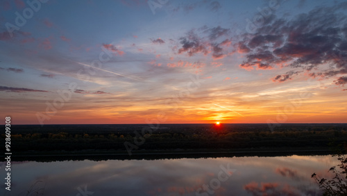 Tranquil Sunset Reflections over Calm River