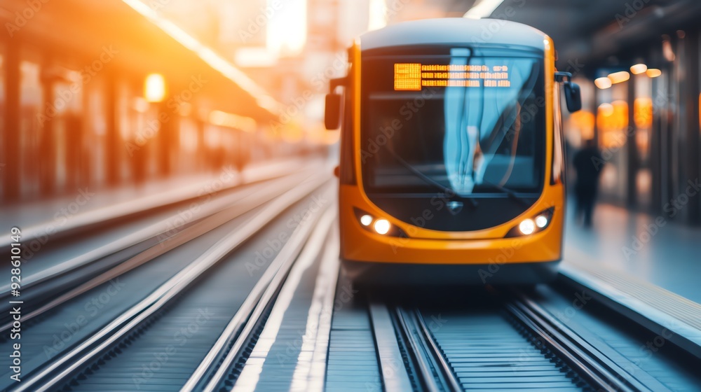 Electric public transport system, representing sustainable commuting ...
