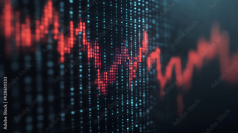 Holographic financial fall, virtual business crisis, futuristic price drop, dark design Holographic financial fall, virtual business crisis, futuristic price drop, dark design