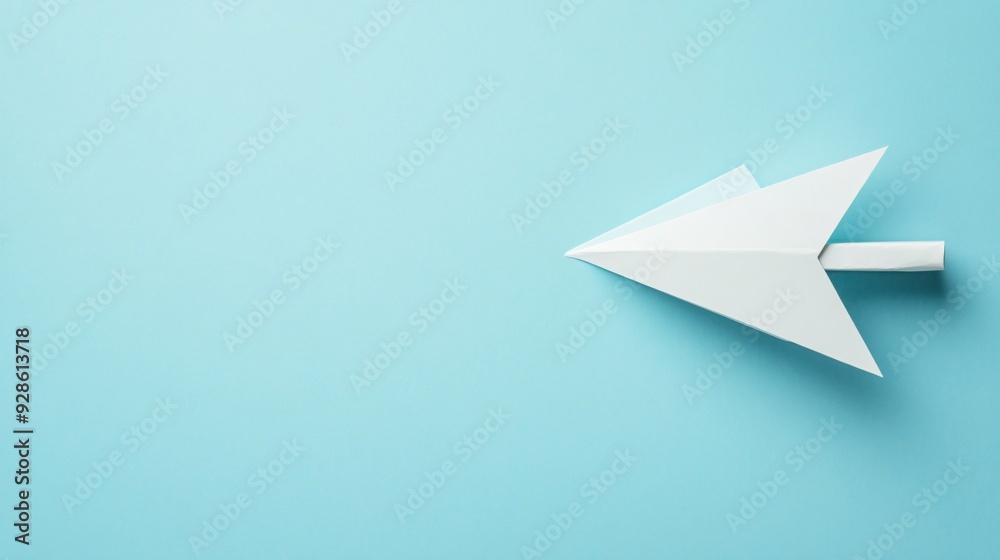 Elevated One Paper Arrow on Light Blue Background Elevated One Paper Arrow on Light Blue Background
