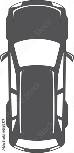 Crossover top view. Modern car model black icon
