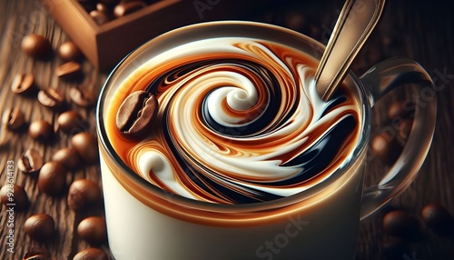 melt milk and coffe swril  photo