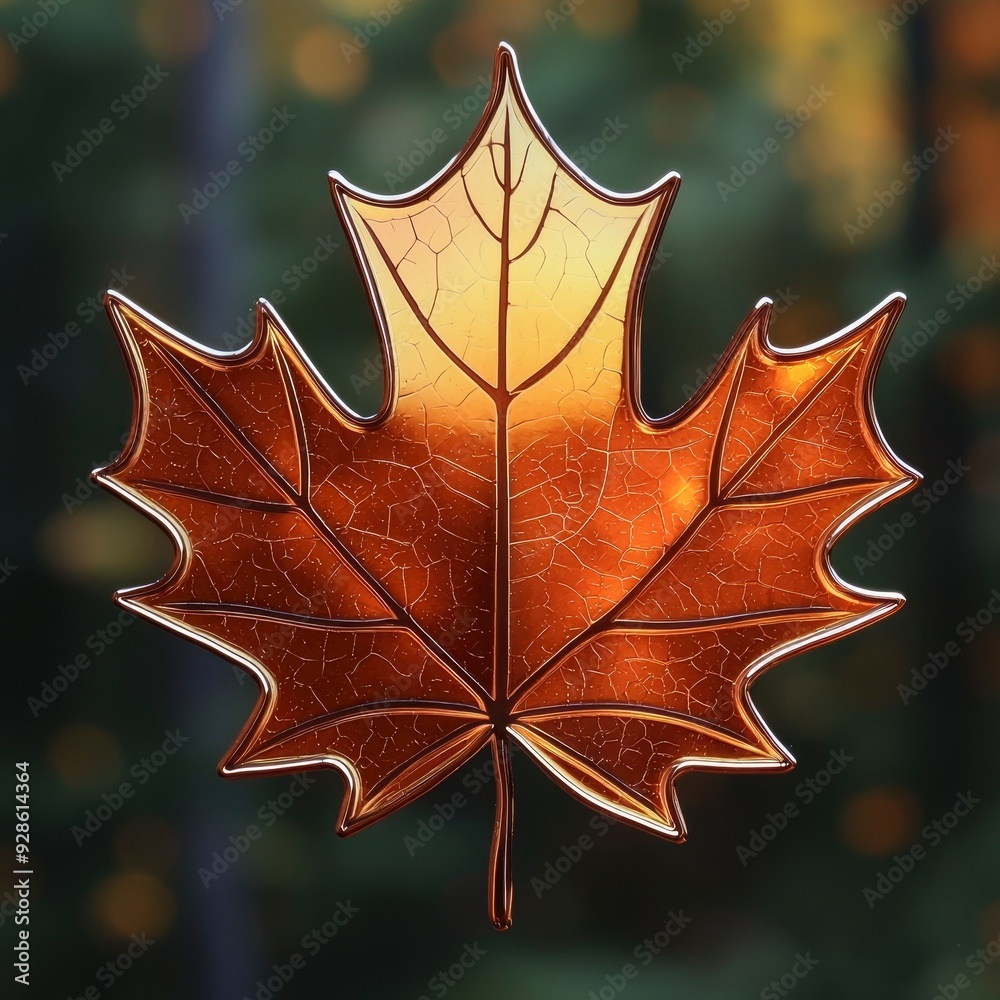 Fototapeta premium Golden Maple Leaf with Intricate Veins