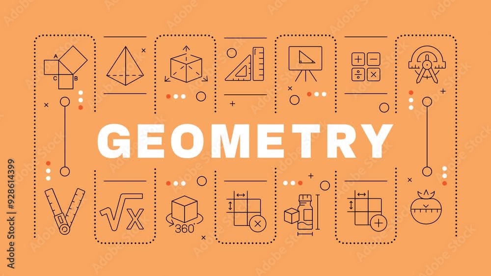 Geometry word concept animation. Measurement scale, engineering ...