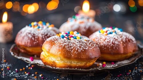 Hanukkah sufganiyot food background illustration generated by ai