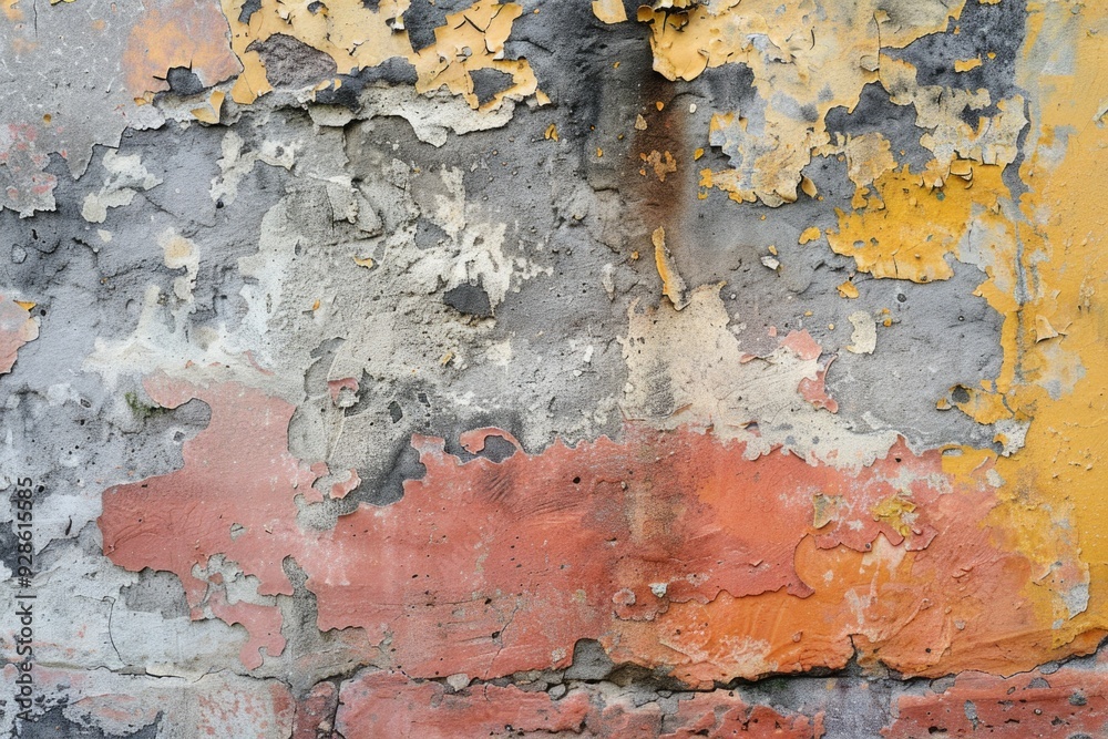 Fototapeta premium Close-up view of a wall with peeling paint, ideal for use in interior design or DIY projects