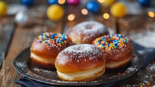 Hanukkah sufganiyot food background illustration generated by ai