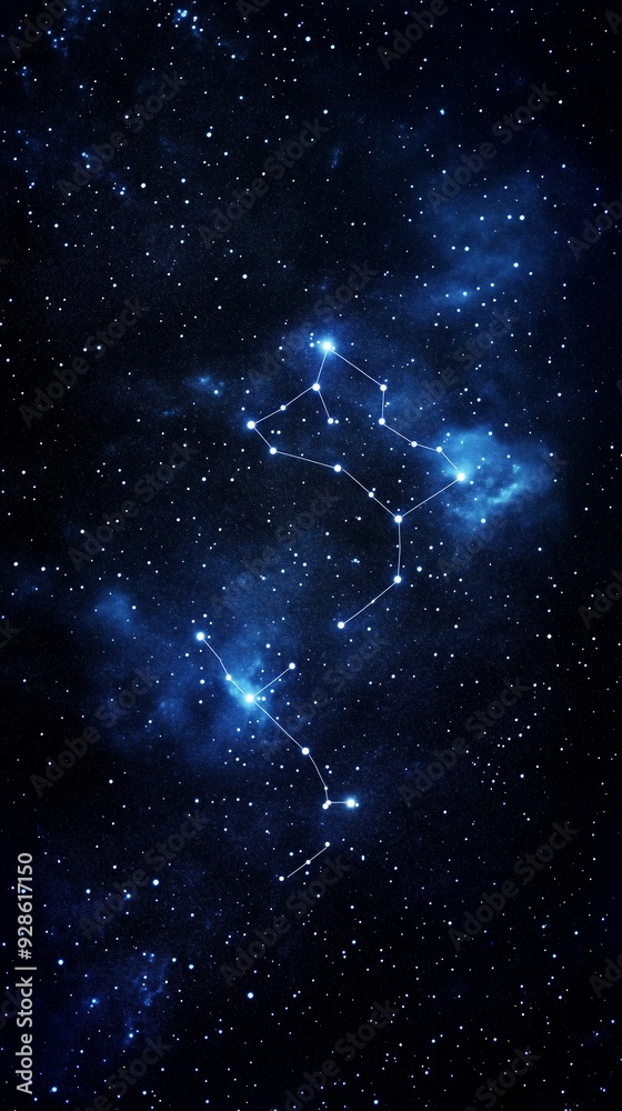 Obraz premium The night sky filled with shimmering stars and constellations under a deep blue cosmos