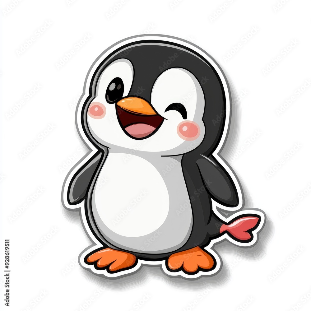 Fototapeta premium Cute Cartoon Penguin Winking and Smiling