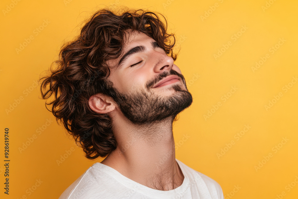 A close up of a man's face with his eyes closed A close up of a man's face with his eyes closed