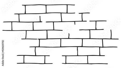 brick texture, linear drawing in doodle style.
