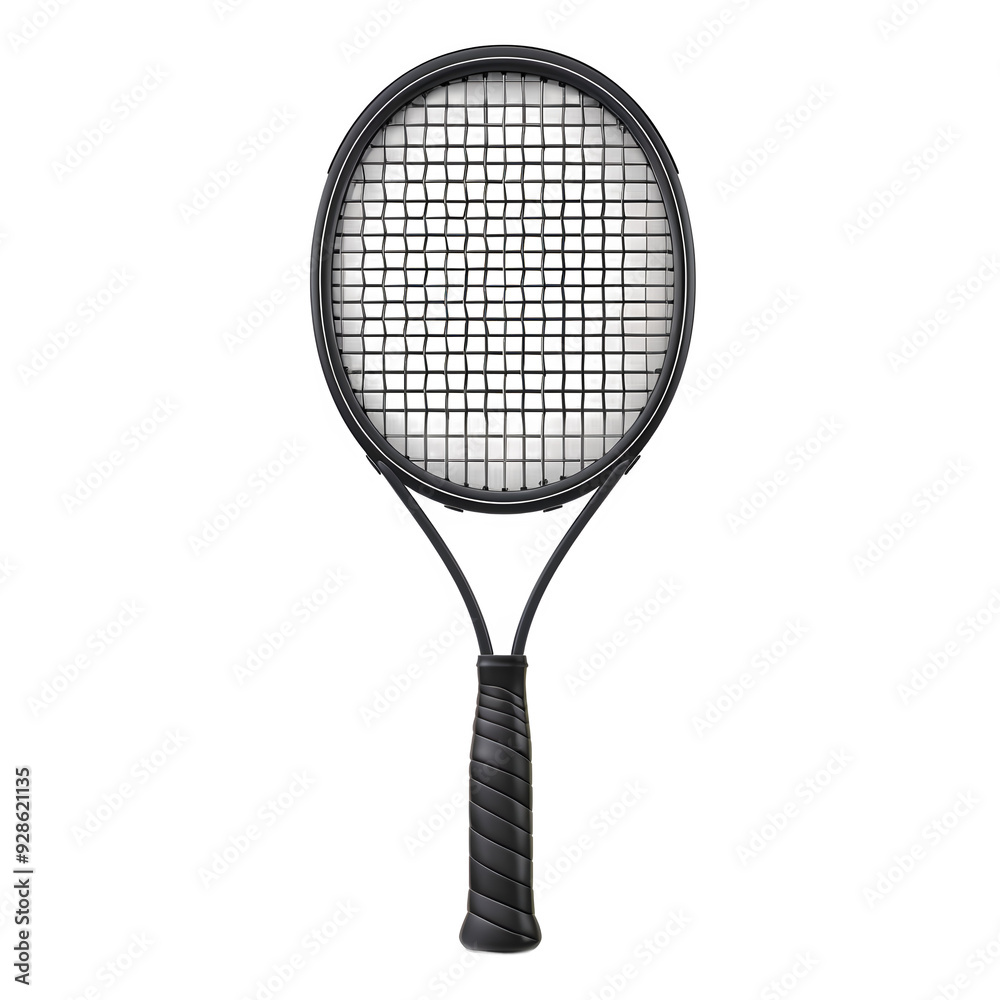 High-quality realistic black tennis racket isolated on a transparent background, perfect for sports-related designs, advertising, or digital projects High-quality realistic black tennis racket isolated on a transparent background, perfect for sports-related designs, advertising, or digital projects