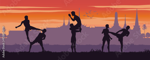 silhouette design of boxer are fighting,vector illustration