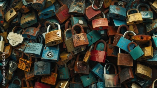 Pile of Rusty Padlocks.