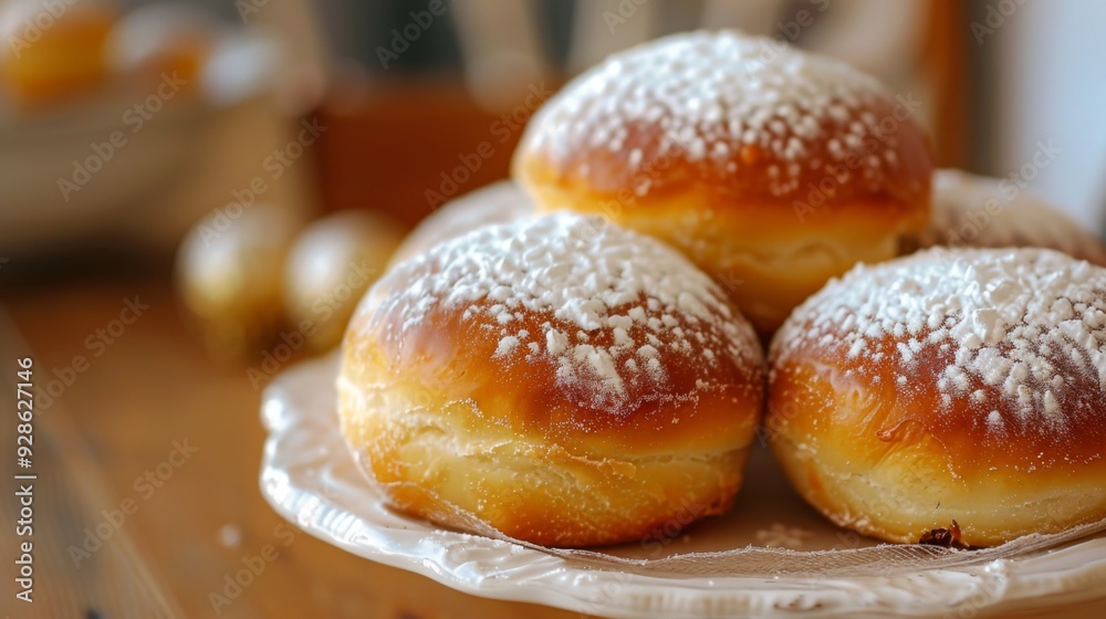 Hanukkah sufganiyot food background illustration generated by ai Hanukkah sufganiyot food background illustration generated by ai