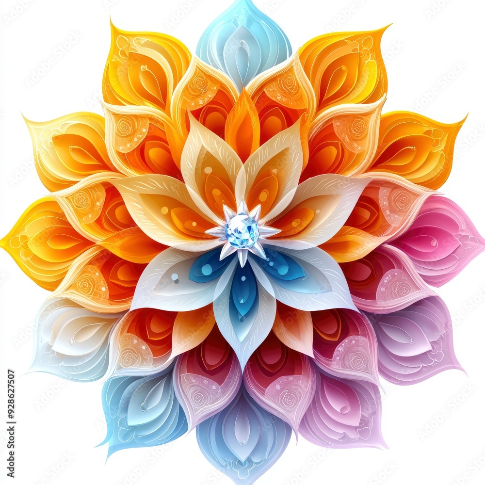 Abstract Paper Flower with a Jewel Center Abstract Paper Flower with a Jewel Center