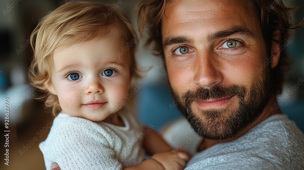 close up of a father with his little son in his arms close up of a father with his little son in his arms