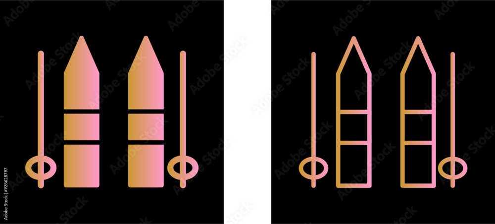 Ski Sticks Vector Icon